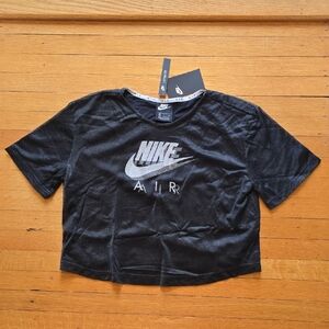 NWT, Nike Air, Two-Layer, Mesh Crop Top, Black & White, Women's S